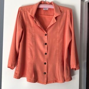 Button up blouse w/pleats